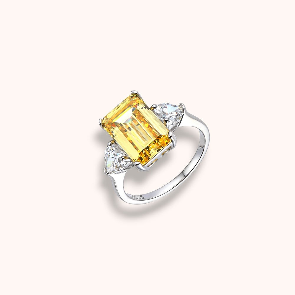 Emerald-Cut Zircon 925 Sterling Silver Ring