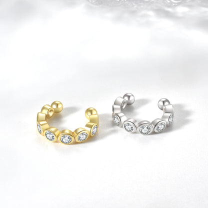 Bezel Stone 925 Sterling Silver Ear Cuff