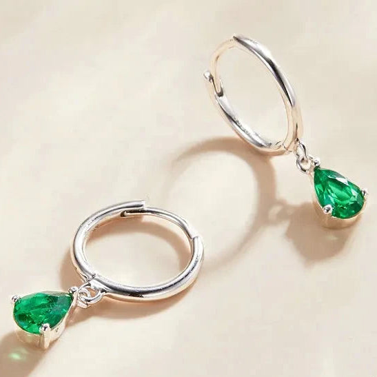 Blue & Green Teardrop 925 Sterling Silver Earrings