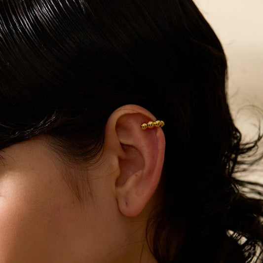 Glossy Bead 925 Silver Ear Cuff