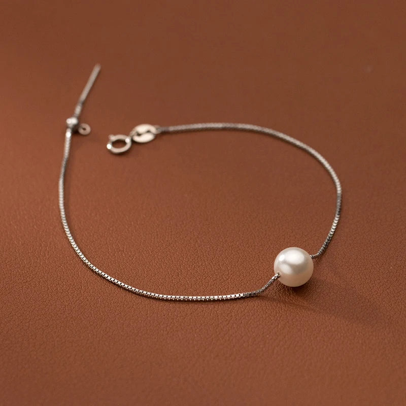 Minimal Pearl Bracelet – 925 Sterling Silver