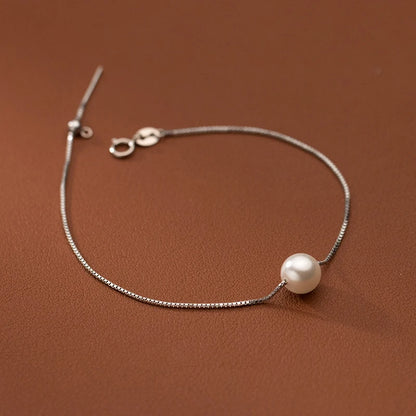 Minimal Pearl Bracelet – 925 Sterling Silver