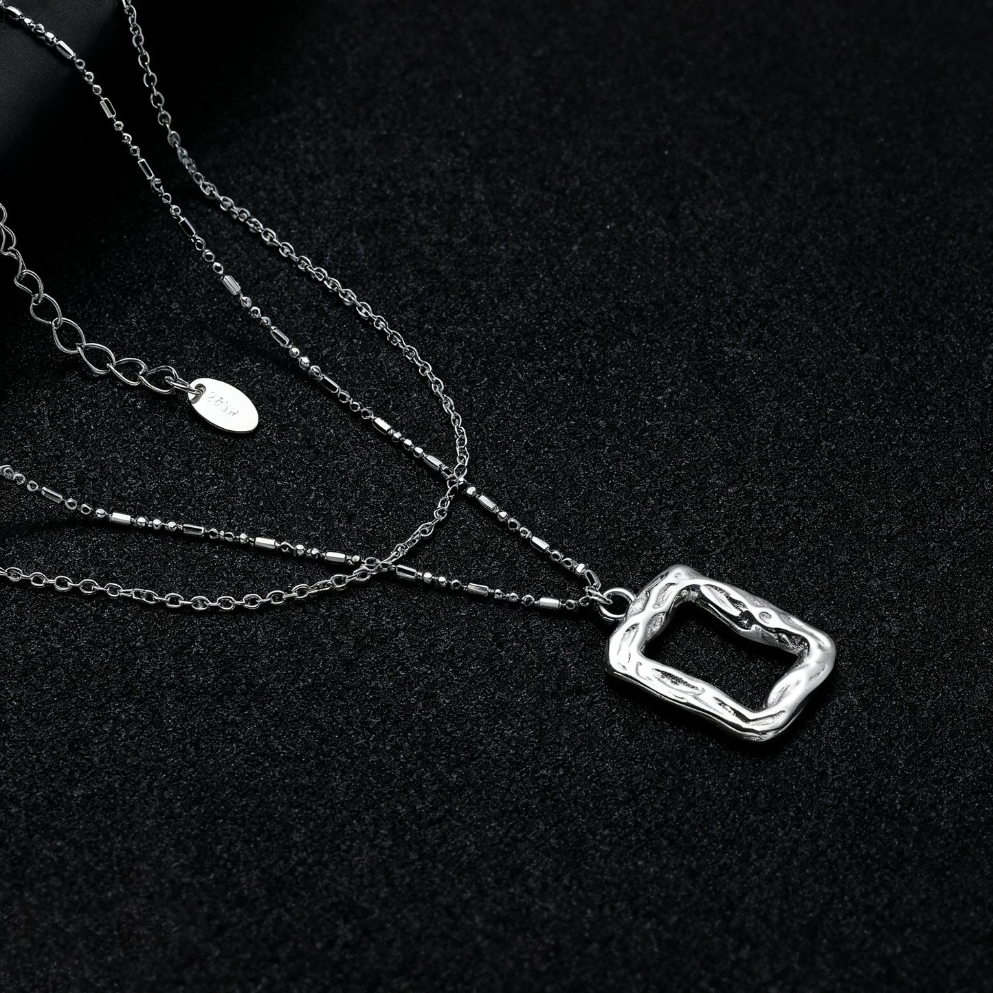 Organic Square Layered Necklace – 925 Sterling Silver/ 18K Gold Vermeil