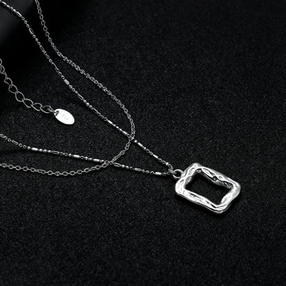 Organic Square Layered Necklace – 925 Sterling Silver/ 18K Gold Vermeil
