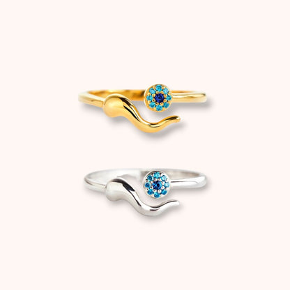 Blue Eye Wave 925 Sterling Silver Ring