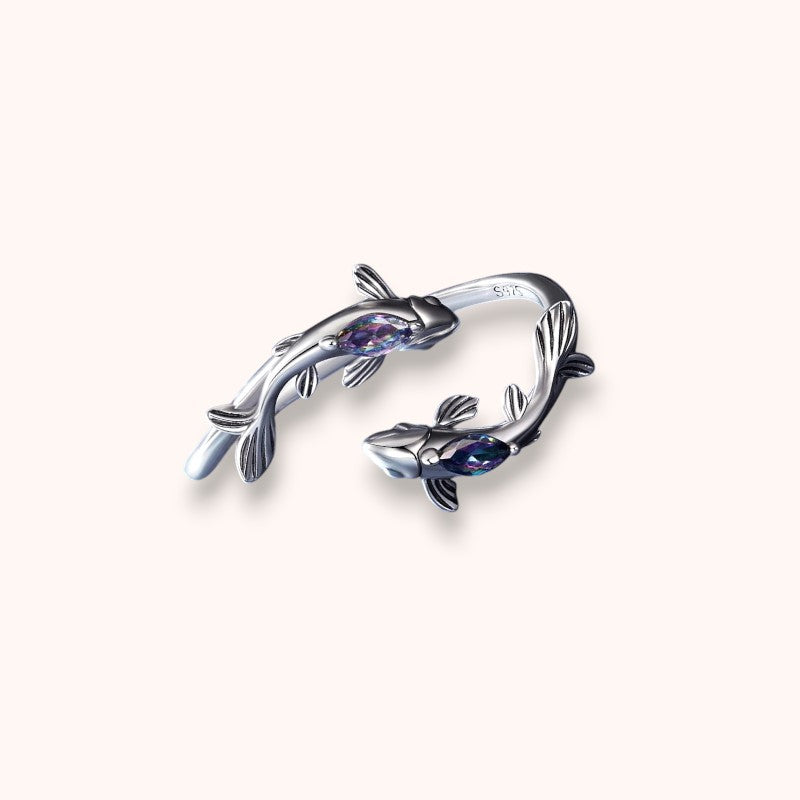 Double Koi 925 Sterling Silver Ring