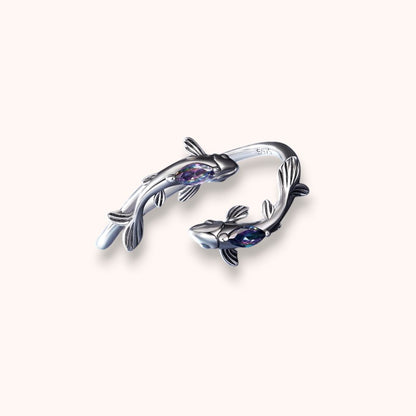 Double Koi 925 Sterling Silver Ring