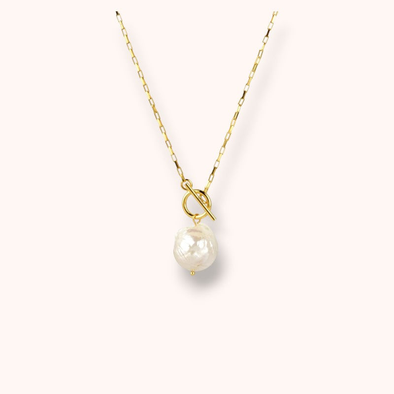 Freshwater Pearl Toggle 925 Sterling Silver Necklace