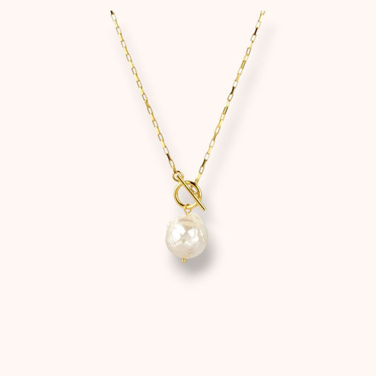 Freshwater Pearl Toggle 925 Sterling Silver Necklace