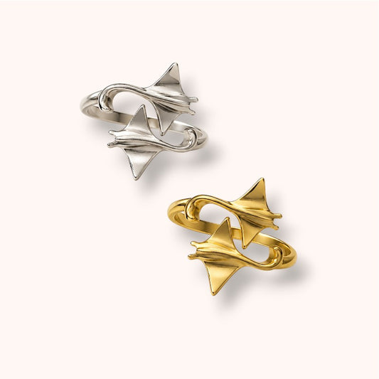 Manta Ray Duo 925 Sterling Silver Ring