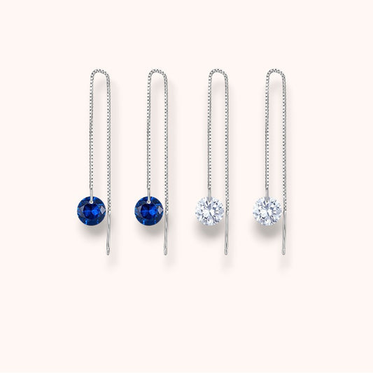 Ocean Sparkle Threader 925 Sterling Silver Earrings