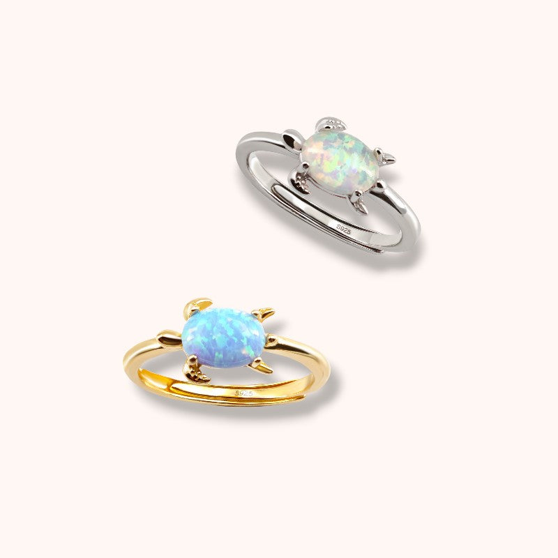 Opal Turtle 925 Sterling Silver Ring
