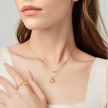 Sun Opal Layered Necklace – 925 Gold Plated Sterling Silver