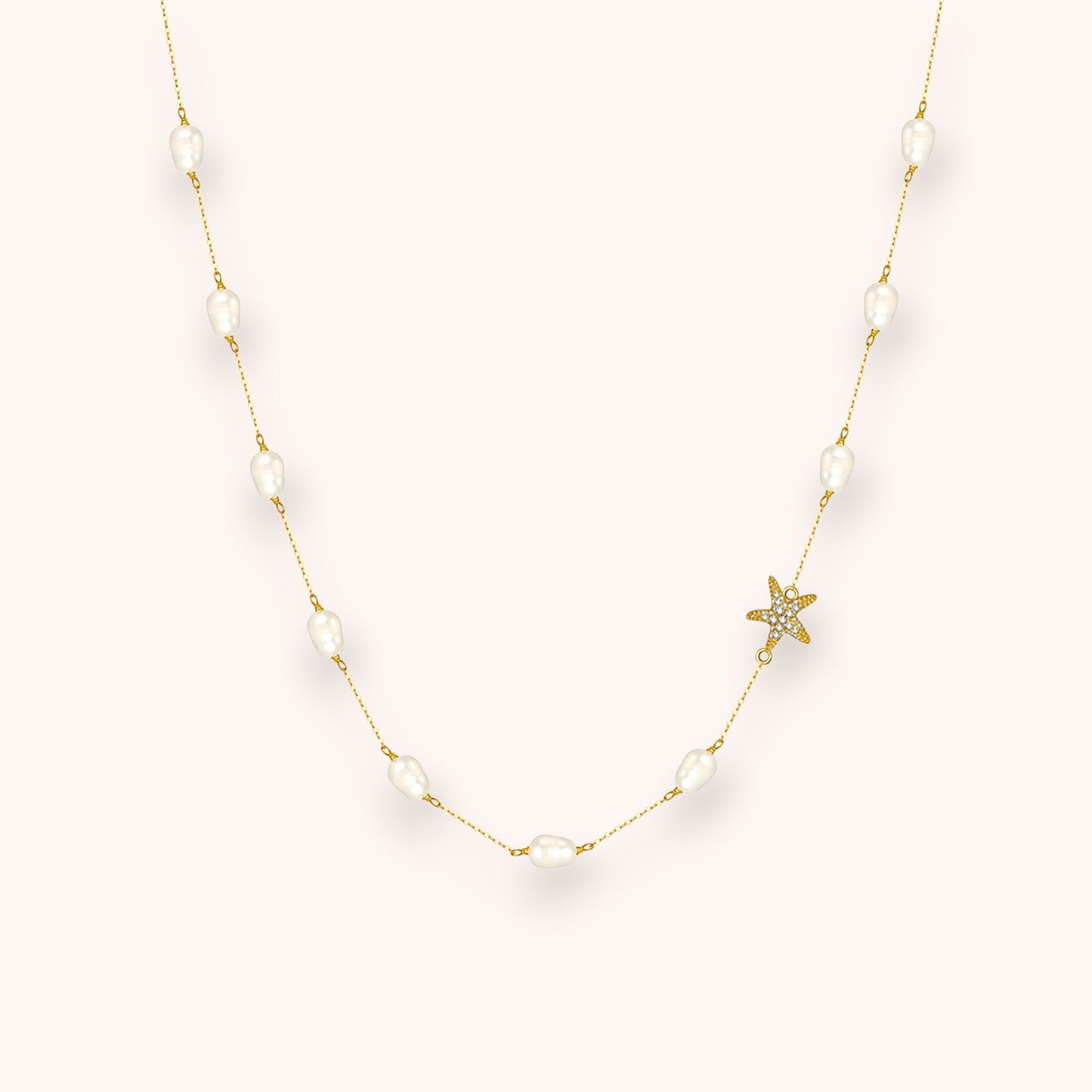 Stellar Pearl Line Necklace – 925 Sterling Silver