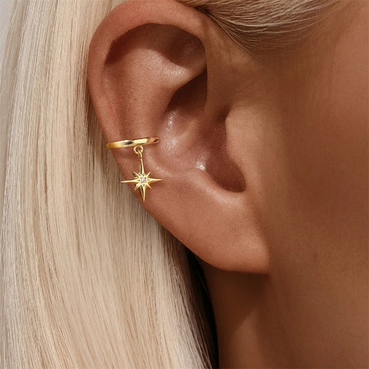 Star Charm 925 Sterling Silver Ear Cuffs