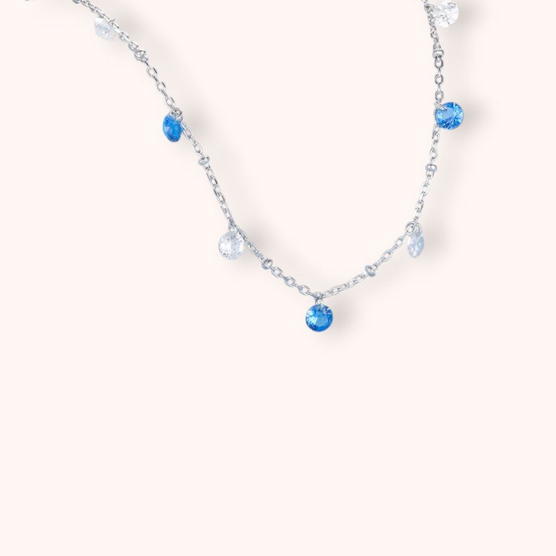 Shining Silver Blue & White CZ Star Necklace – 925 Sterling Silver