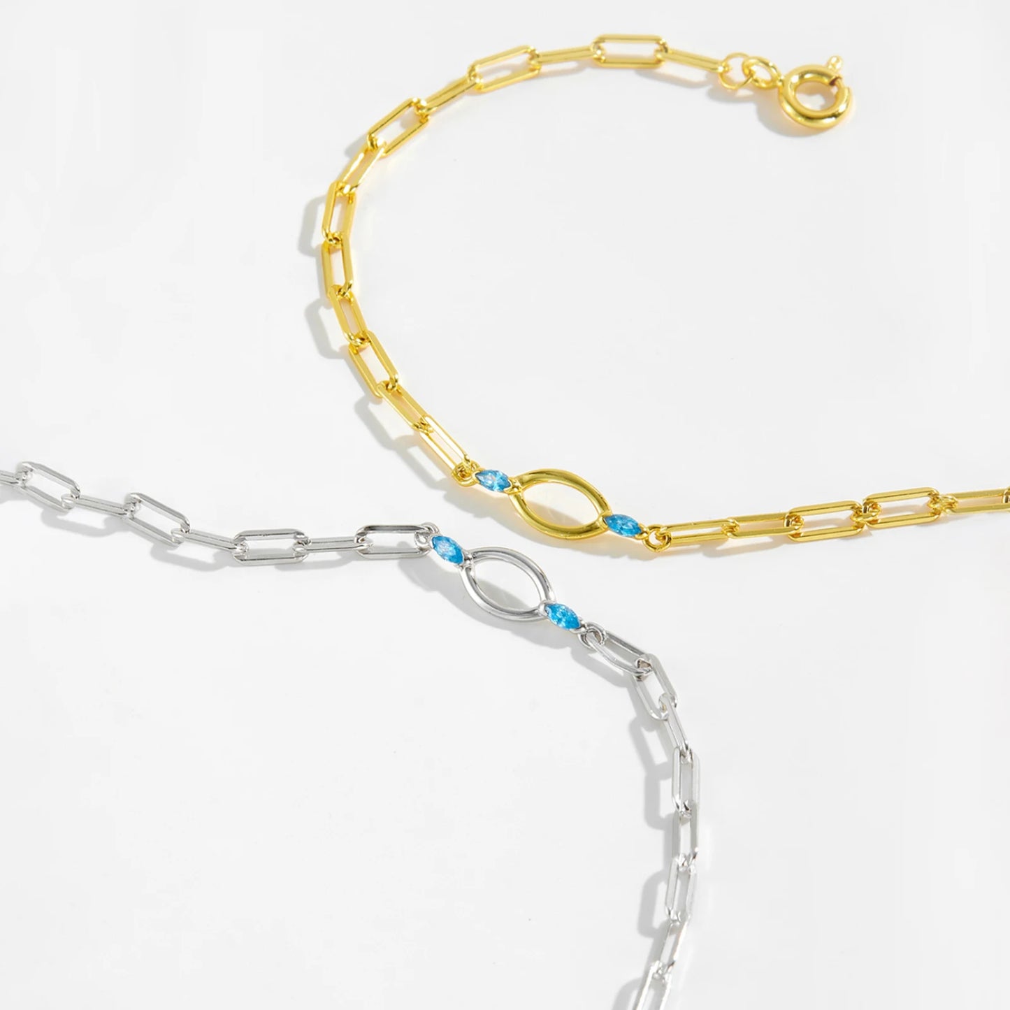 Ocean Link Blue Crystal 925 Sterling Silver Bracelet