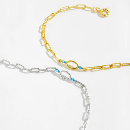 Ocean Link Blue Crystal 925 Sterling Silver Bracelet