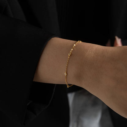 Dainty Zircon Station 925 Sterling Silver Bracelet