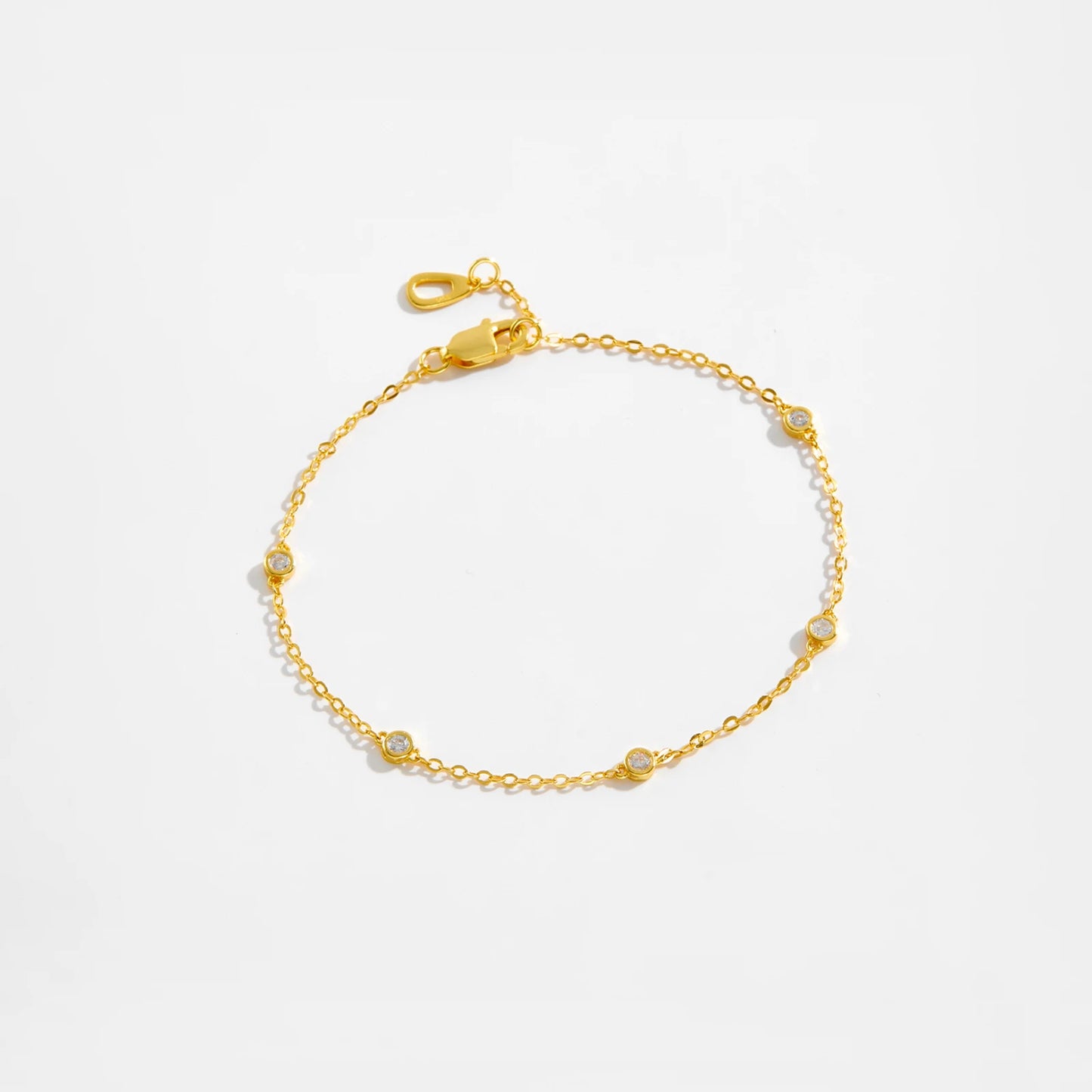 Dainty Zircon Station 925 Sterling Silver Bracelet