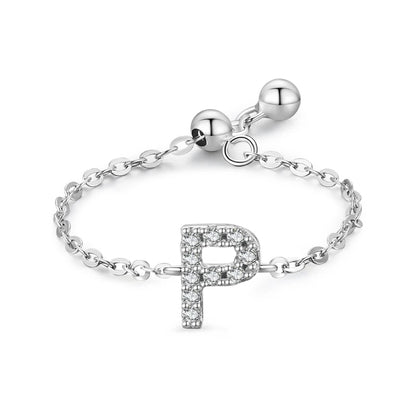Personalized Alphabet Chain 925 Sterling Silver Ring