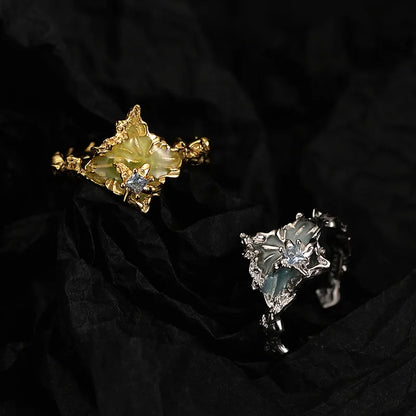 Emerald Leaf 925 Silver Ring