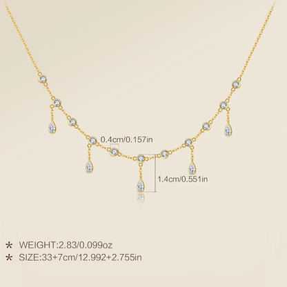 Teardrop Crystal Y Necklace 925 Sterling Silver | Dainty Drop Necklace