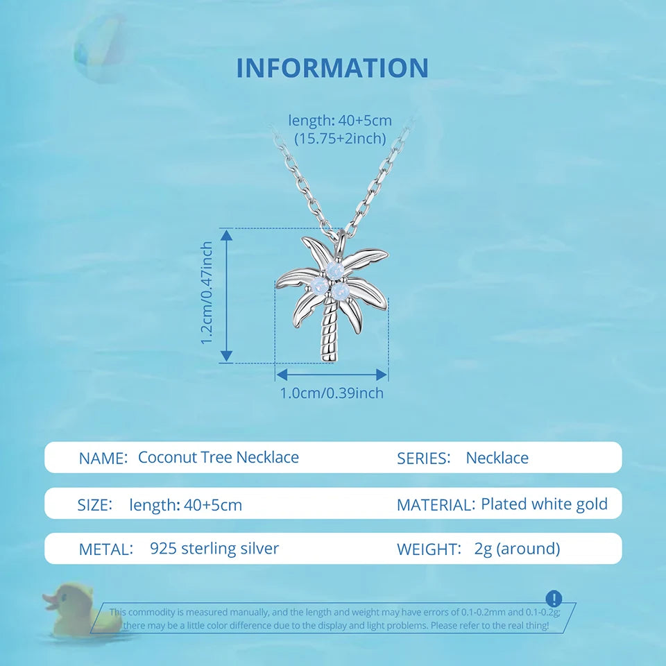 Palm Tree Necklace – 925 Sterling Silver Tropical Pendant