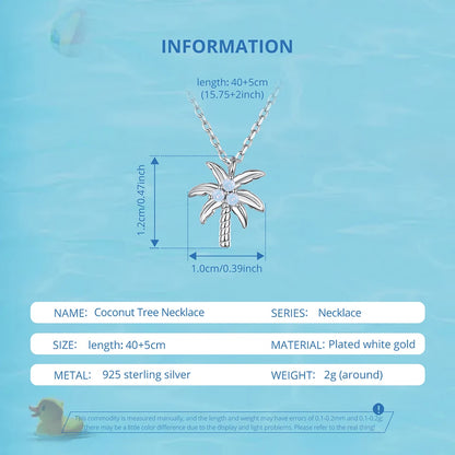 Palm Tree Necklace – 925 Sterling Silver Tropical Pendant
