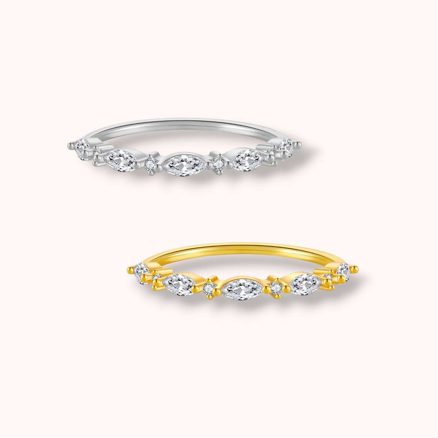 Marquise Sparkle Band 925 Sterling Silver Ring