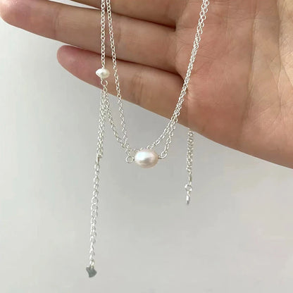 Layered Freshwater Pearl Necklace – 925 Sterling Silver