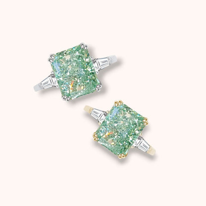 Mint Green Crushed Ice Cut 925 Sterling Silver Ring
