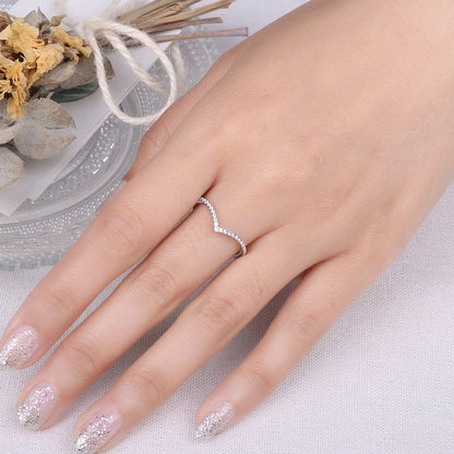 V-Shaped  925 Sterling Silver Moissanite Ring