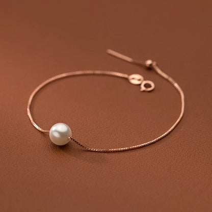 Minimal Pearl Bracelet – 925 Sterling Silver