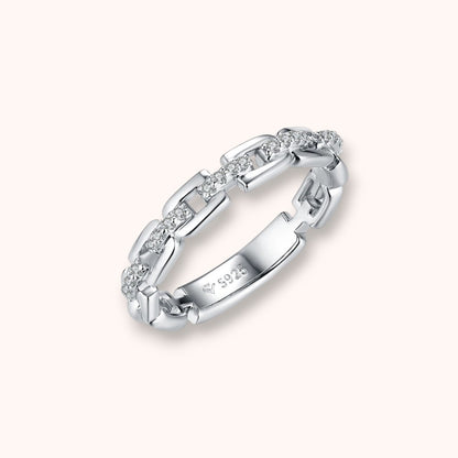 Moissanite Chain Link 925 Sterling Silver Ring | D Color VVS1