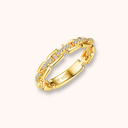 Moissanite Chain Link 925 Sterling Silver Ring | D Color VVS1