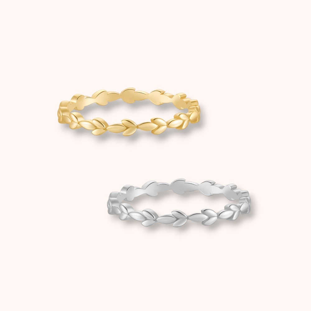 Leaf Band 925 Sterling Silver Ring