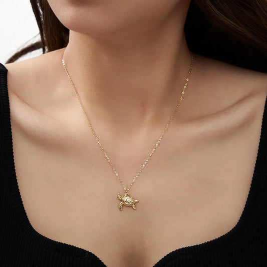 Sea Turtle Charm Necklace | 925 Sterling Silver Turtle Necklace