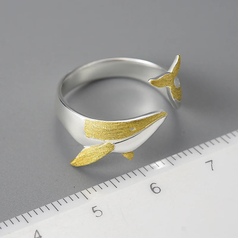 Golden Whale 925 Sterling Silver Ring