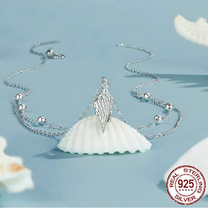 Ocean Shell Layered Necklace 925 Sterling Silver