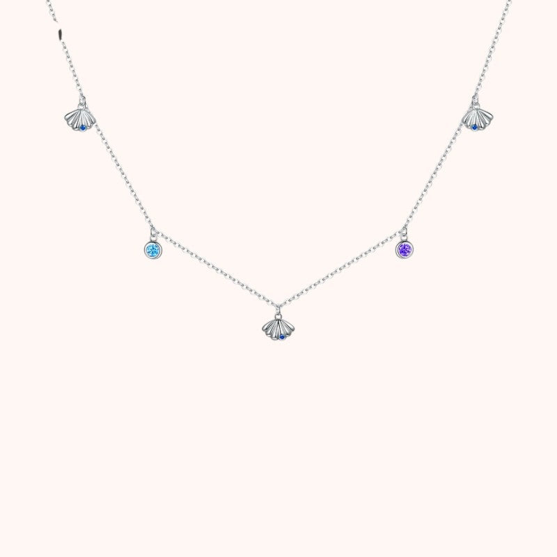 Seashell Love 925 Sterling Silver Necklace – Pavé CZ Ocean Charm