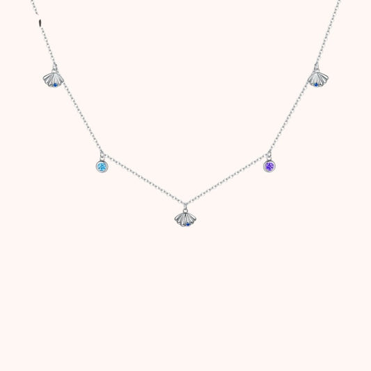 Seashell Love 925 Sterling Silver Necklace – Pavé CZ Ocean Charm