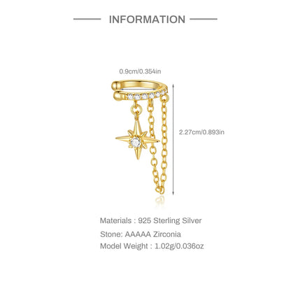 Star Charm 925 Sterling Silver Ear Cuffs