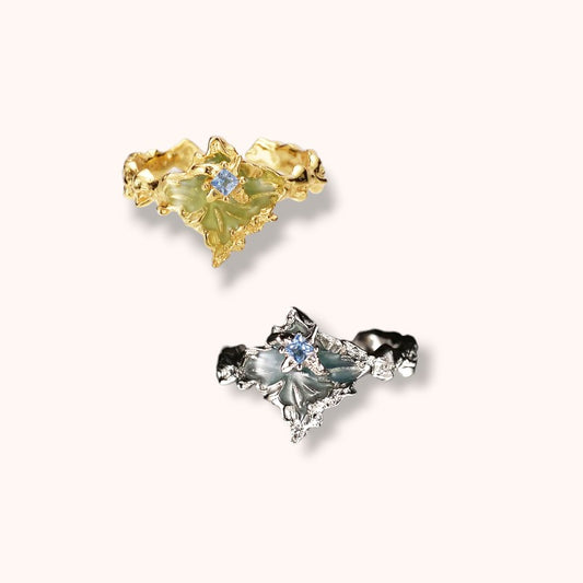 Emerald Leaf 925 Silver Ring