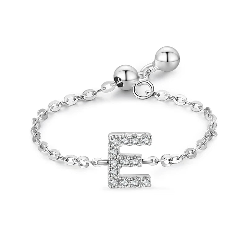 Personalized Alphabet Chain 925 Sterling Silver Ring