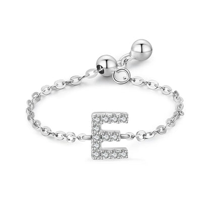 Personalized Alphabet Chain 925 Sterling Silver Ring
