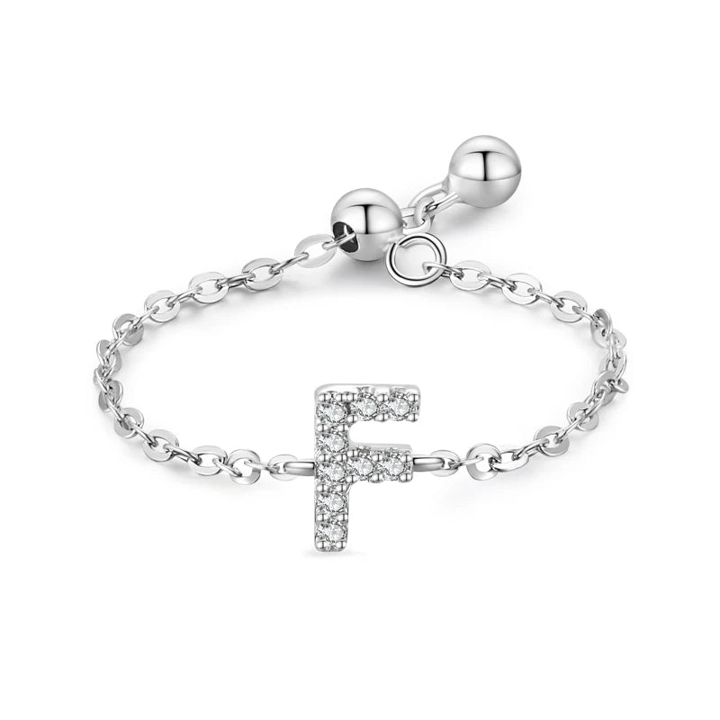 Personalized Alphabet Chain 925 Sterling Silver Ring