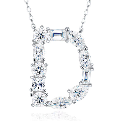 Moissanite Initial 925 Silver Necklace