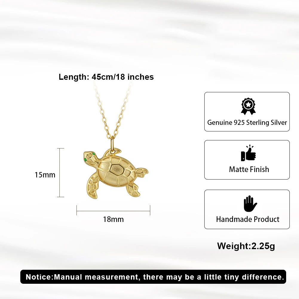 Sea Turtle Charm Necklace | 925 Sterling Silver Turtle Necklace