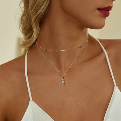 Ocean Shell Layered Necklace 925 Sterling Silver